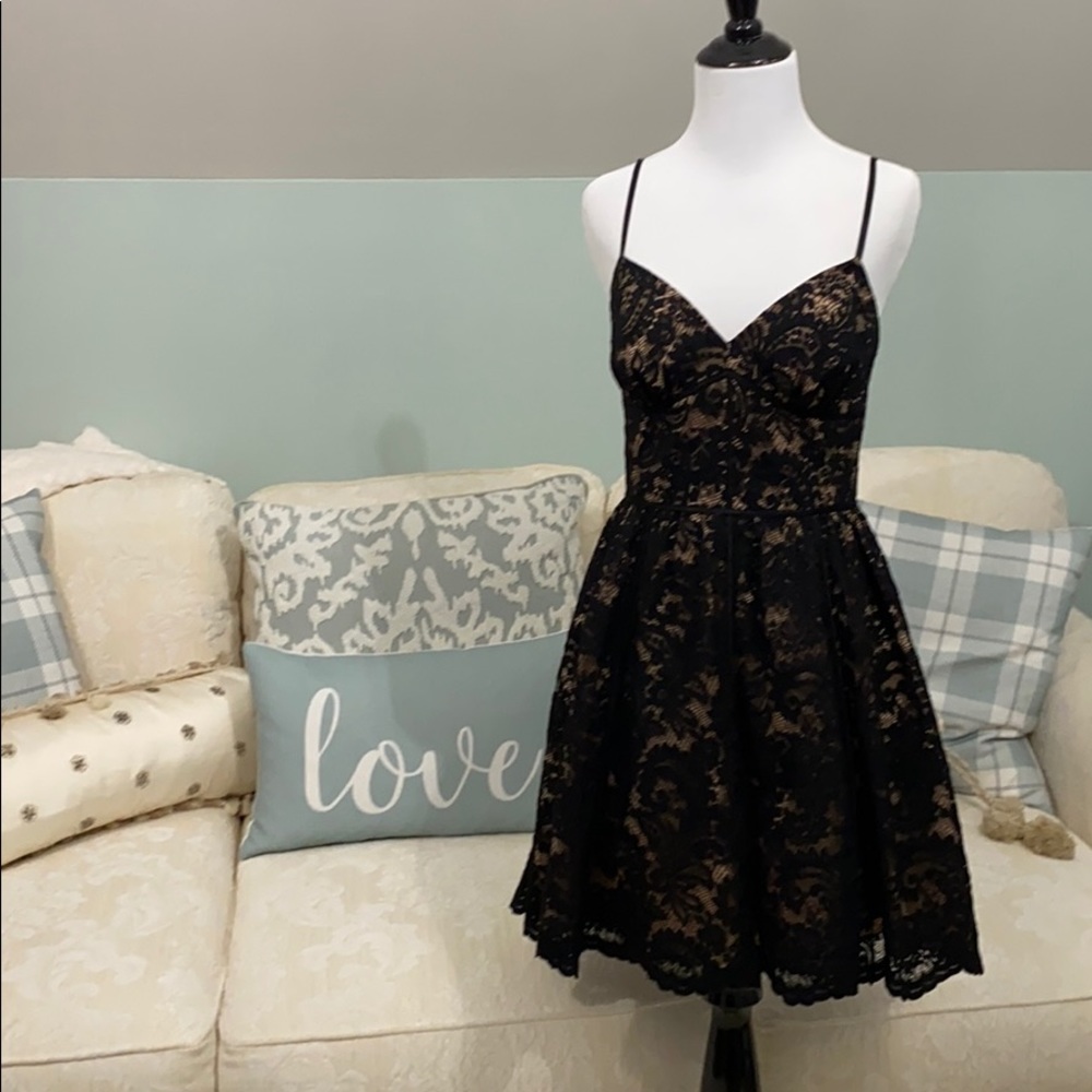 Aqua Brand Black Lace Dress w/Cream Lining